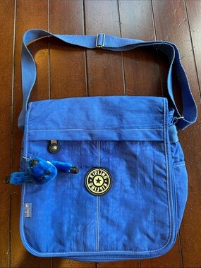 Kipling Royal Blue Crossbody Messenger Bag with Monkey Charm